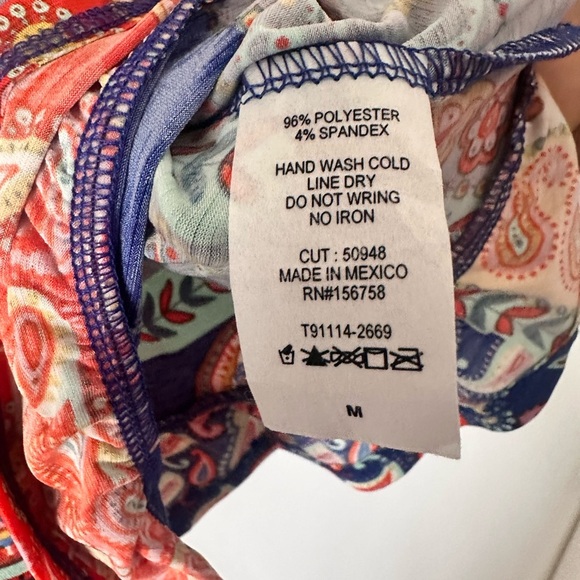 3/4 sleeve multicolor baby doll top with pattern block size M simply obsessed - Picture 8 of 12